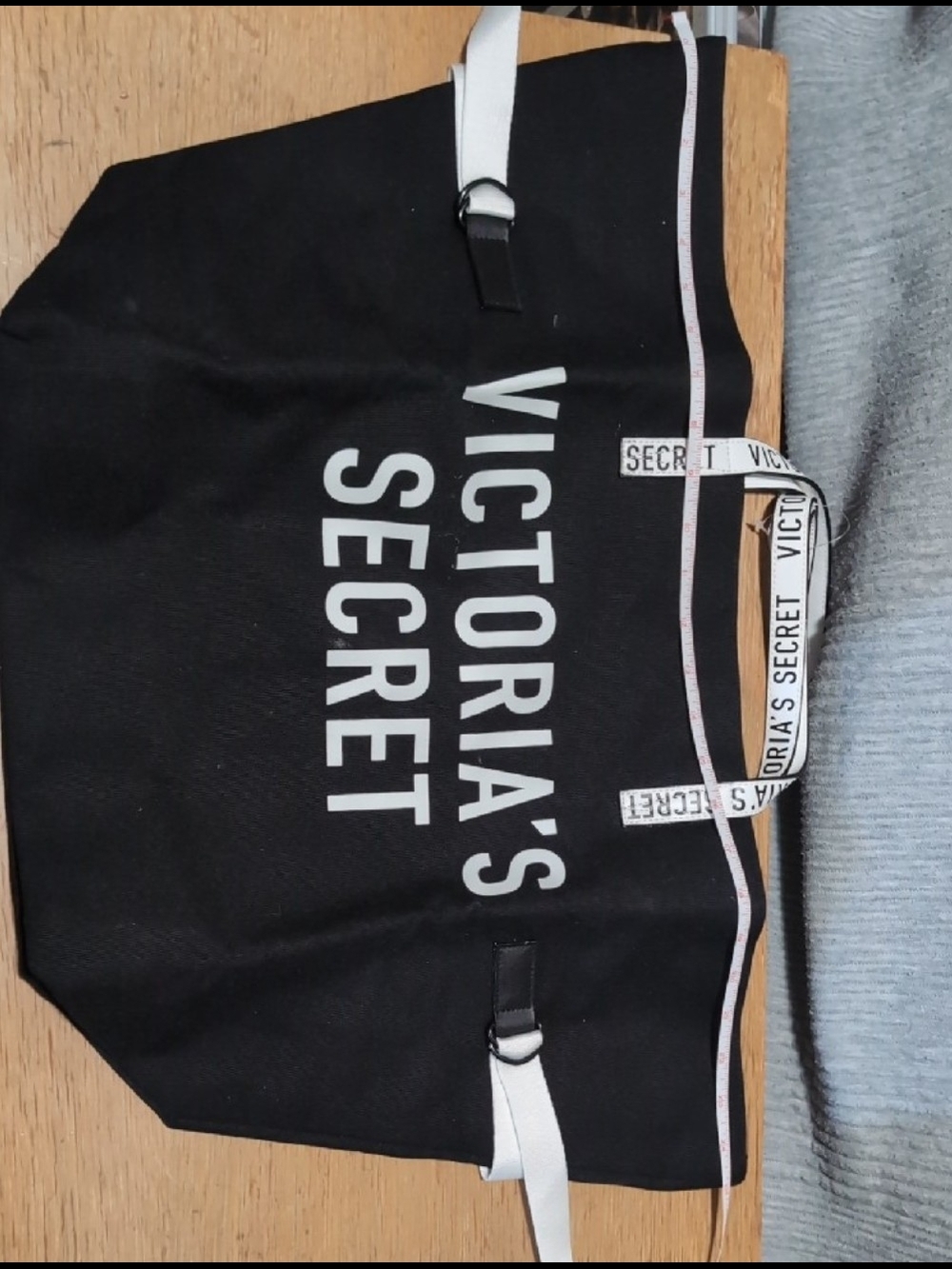 Victoria's Secret Black Tote Bag with White Straps